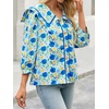 image:imageCicy Bell Womens Floral Button Down Shirts Casual 34 Sleeve BlousesBlue