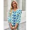 image:imageCicy Bell Womens Floral Button Down Shirts Casual 34 Sleeve BlousesBlue