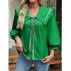 image:imageCicy Bell Womens Floral Button Down Shirts Casual 34 Sleeve BlousesGreen