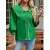image:imageCicy Bell Womens Floral Button Down Shirts Casual 34 Sleeve BlousesGreen
