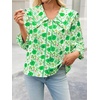 image:imageCicy Bell Womens Floral Button Down Shirts Casual 34 Sleeve BlousesGreen Print