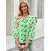image:imageCicy Bell Womens Floral Button Down Shirts Casual 34 Sleeve BlousesGreen Print