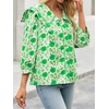 image:imageCicy Bell Womens Floral Button Down Shirts Casual 34 Sleeve BlousesGreen Print