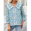 image:imageCicy Bell Womens Floral Button Down Shirts Casual 34 Sleeve BlousesLight Blue