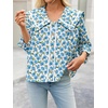 image:imageCicy Bell Womens Floral Button Down Shirts Casual 34 Sleeve BlousesLight Blue