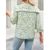 image:imageCicy Bell Womens Floral Button Down Shirts Casual 34 Sleeve BlousesLight Green