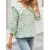 image:imageCicy Bell Womens Floral Button Down Shirts Casual 34 Sleeve BlousesLight Green