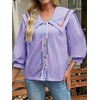 image:imageCicy Bell Womens Floral Button Down Shirts Casual 34 Sleeve BlousesLight Purple