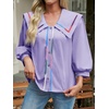 image:imageCicy Bell Womens Floral Button Down Shirts Casual 34 Sleeve BlousesLight Purple