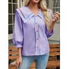 image:imageCicy Bell Womens Floral Button Down Shirts Casual 34 Sleeve BlousesLight Purple