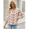 image:imageCicy Bell Womens Floral Button Down Shirts Casual 34 Sleeve BlousesPink