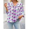 image:imageCicy Bell Womens Floral Button Down Shirts Casual 34 Sleeve BlousesPurple