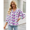 image:imageCicy Bell Womens Floral Button Down Shirts Casual 34 Sleeve BlousesPurple