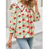 image:imageCicy Bell Womens Floral Button Down Shirts Casual 34 Sleeve BlousesRed