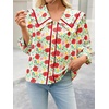 image:imageCicy Bell Womens Floral Button Down Shirts Casual 34 Sleeve BlousesRed