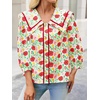 image:imageCicy Bell Womens Floral Button Down Shirts Casual 34 Sleeve BlousesRed