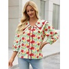 image:imageCicy Bell Womens Floral Button Down Shirts Casual 34 Sleeve BlousesRed