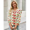 image:imageCicy Bell Womens Floral Button Down Shirts Casual 34 Sleeve BlousesRed