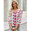 image:imageCicy Bell Womens Floral Button Down Shirts Casual 34 Sleeve BlousesRose Red