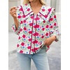 image:imageCicy Bell Womens Floral Button Down Shirts Casual 34 Sleeve BlousesRose Red