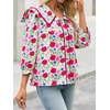 image:imageCicy Bell Womens Floral Button Down Shirts Casual 34 Sleeve BlousesRose Red