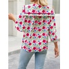 image:imageCicy Bell Womens Floral Button Down Shirts Casual 34 Sleeve BlousesRose Red