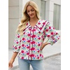 image:imageCicy Bell Womens Floral Button Down Shirts Casual 34 Sleeve BlousesRose Red