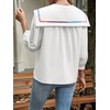 image:imageCicy Bell Womens Floral Button Down Shirts Casual 34 Sleeve BlousesWhite