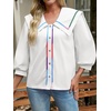 image:imageCicy Bell Womens Floral Button Down Shirts Casual 34 Sleeve BlousesWhite