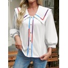 image:imageCicy Bell Womens Floral Button Down Shirts Casual 34 Sleeve BlousesWhite