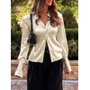 image:imageCicy Bell Womens Satin Slim Fit Blouses Long Sleeve Going Out Silky TopsBeige
