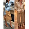 image:imageCicy Bell Womens Satin Slim Fit Blouses Long Sleeve Going Out Silky TopsBeige