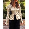 image:imageCicy Bell Womens Satin Slim Fit Blouses Long Sleeve Going Out Silky TopsChampagne