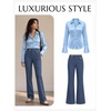 image:imageCicy Bell Womens Satin Slim Fit Blouses Long Sleeve Going Out Silky TopsPeacock Green