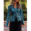 image:imageCicy Bell Womens Satin Slim Fit Blouses Long Sleeve Going Out Silky TopsPeacock Green