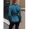 image:imageCicy Bell Womens Satin Slim Fit Blouses Long Sleeve Going Out Silky TopsPeacock Green