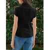 image:imageCicy Bell Womens Summer Button Down Shirts Short Sleeve Petite Blouses TopsBlack