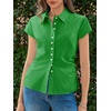 image:imageCicy Bell Womens Summer Button Down Shirts Short Sleeve Petite Blouses TopsGreen