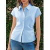 image:imageCicy Bell Womens Summer Button Down Shirts Short Sleeve Petite Blouses TopsLight Blue