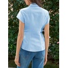 image:imageCicy Bell Womens Summer Button Down Shirts Short Sleeve Petite Blouses TopsLight Blue