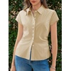 image:imageCicy Bell Womens Summer Button Down Shirts Short Sleeve Petite Blouses TopsLight Khaki