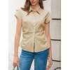 image:imageCicy Bell Womens Summer Button Down Shirts Short Sleeve Petite Blouses TopsLight Khaki