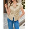 image:imageCicy Bell Womens Summer Button Down Shirts Short Sleeve Petite Blouses TopsLight Khaki