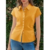 image:imageCicy Bell Womens Summer Button Down Shirts Short Sleeve Petite Blouses TopsTurmeric Yellow