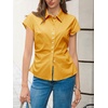 image:imageCicy Bell Womens Summer Button Down Shirts Short Sleeve Petite Blouses TopsTurmeric Yellow