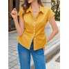 image:imageCicy Bell Womens Summer Button Down Shirts Short Sleeve Petite Blouses TopsTurmeric Yellow