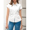 image:imageCicy Bell Womens Summer Button Down Shirts Short Sleeve Petite Blouses TopsWhite