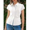 image:imageCicy Bell Womens Summer Button Down Shirts Short Sleeve Petite Blouses TopsWhite