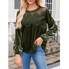 image:imageCicy Bell Womens Velvet Babydoll Tops Puff Sleeve Lace Ruffle Flowy BlousesArmy Green