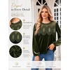 image:imageCicy Bell Womens Velvet Babydoll Tops Puff Sleeve Lace Ruffle Flowy BlousesArmy Green